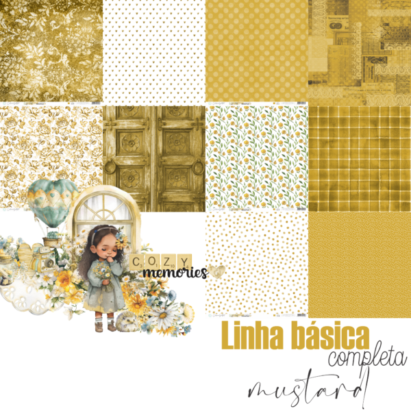 Kit De Papéis Básicos Mustard  – Cozy Memories – CS