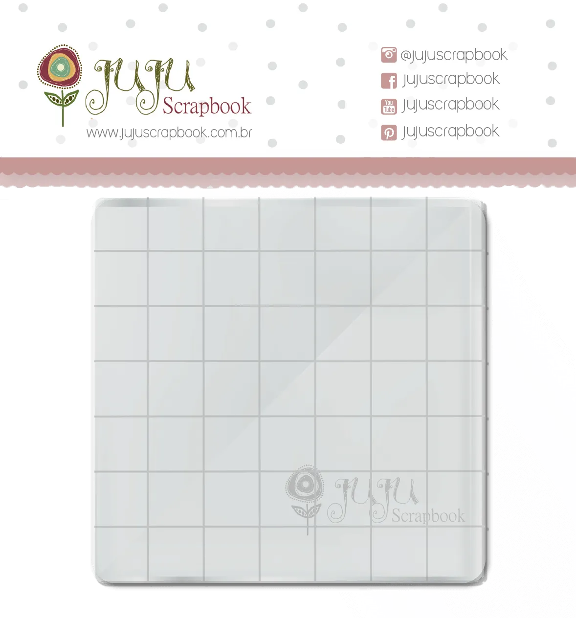 Base Acrílica para Carimbo - 7 cm X 7 cm - JuJu Scrapbook