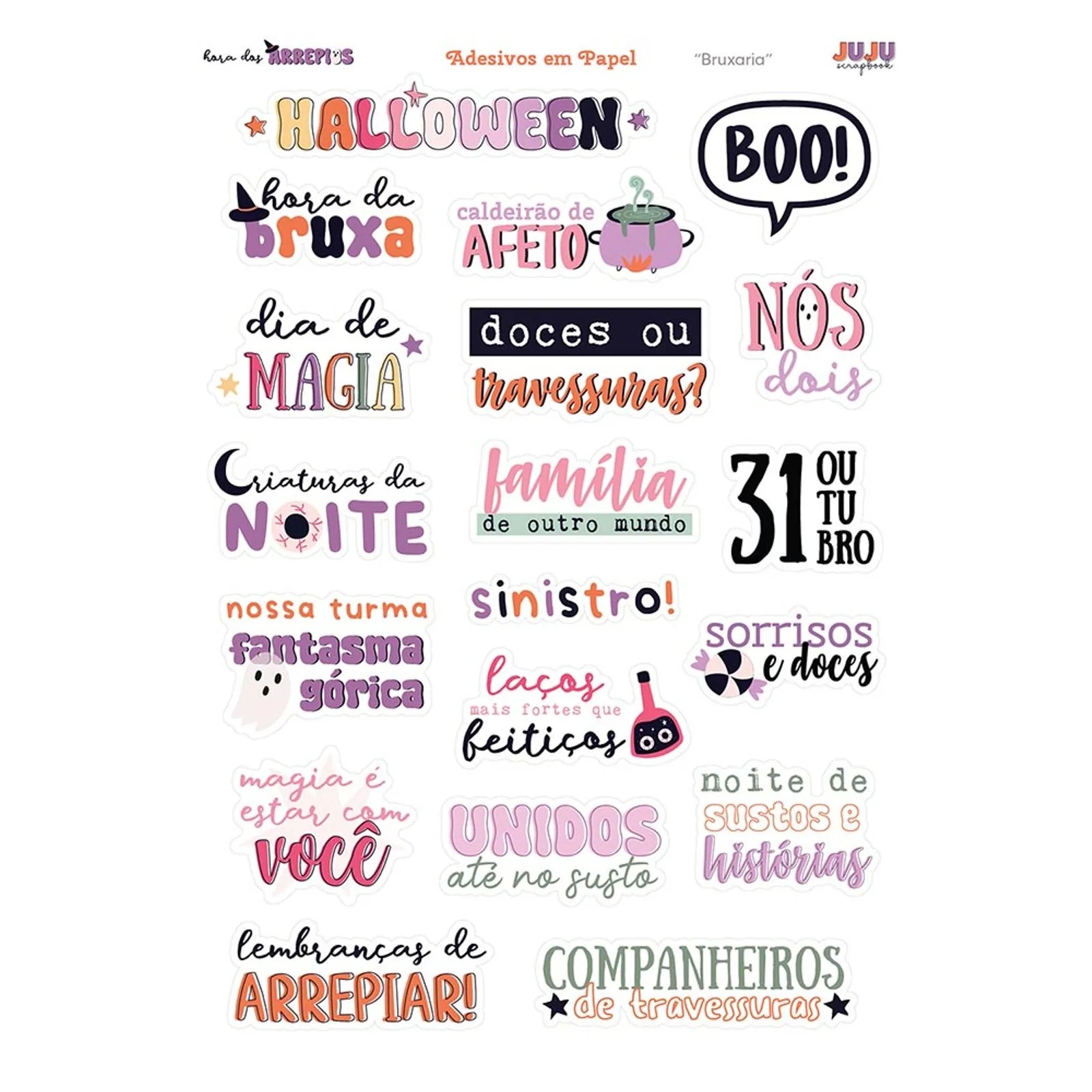 Adesivos em Papel Bruxaria – Coleção Hora dos Arrepios – Juju Scrapbook