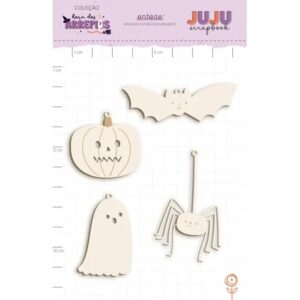 Enfeite Chipboard em Relevo Monstrinhos - Coleção Hora dos Arrepios - Juju Scrapbook