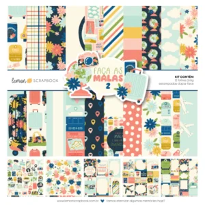 Kit de Papéis Coordenado - Faça as Malas 2 - Lemon Scrapbook
